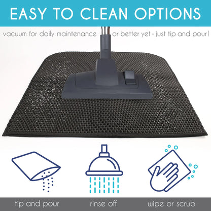 Cat Litter Mat Large, Double Layer Urine Waterproof Trapper Mat, Non-Slip,24X30 In, Black